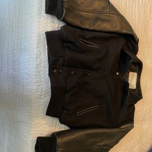 College Varsity Jacket Style in Black With Arms in Leather.